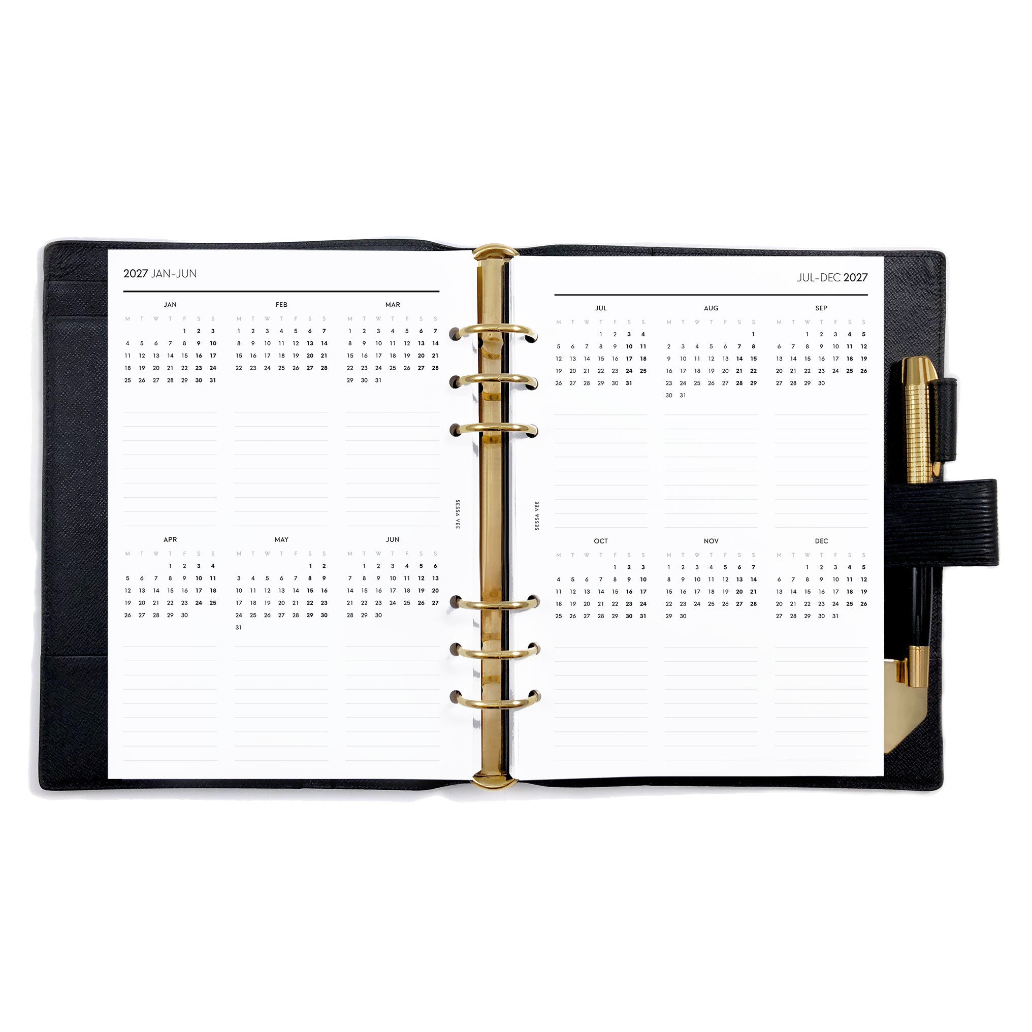 Dated Weekly Planner Inserts, Horizontal Classic - A5 Size – Sessa Vee