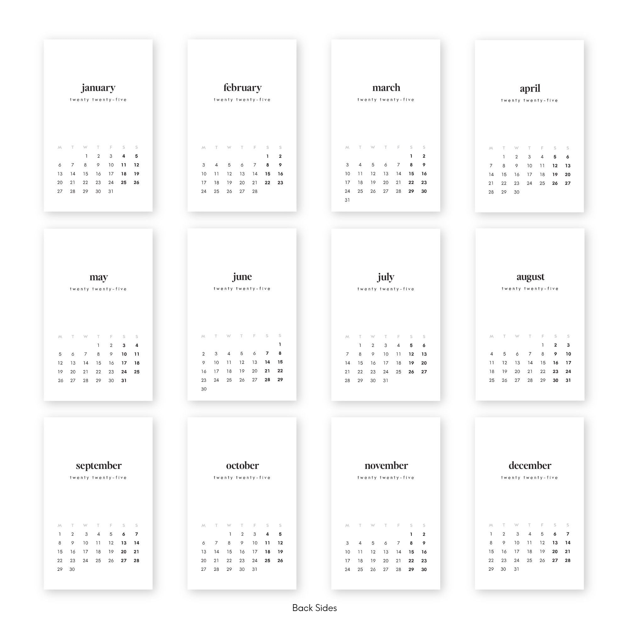 Calendar Cards - Wallet Size - Mixed Type – Sessa Vee calendar-cards-wallet-size-mixed-type-sessa-vee