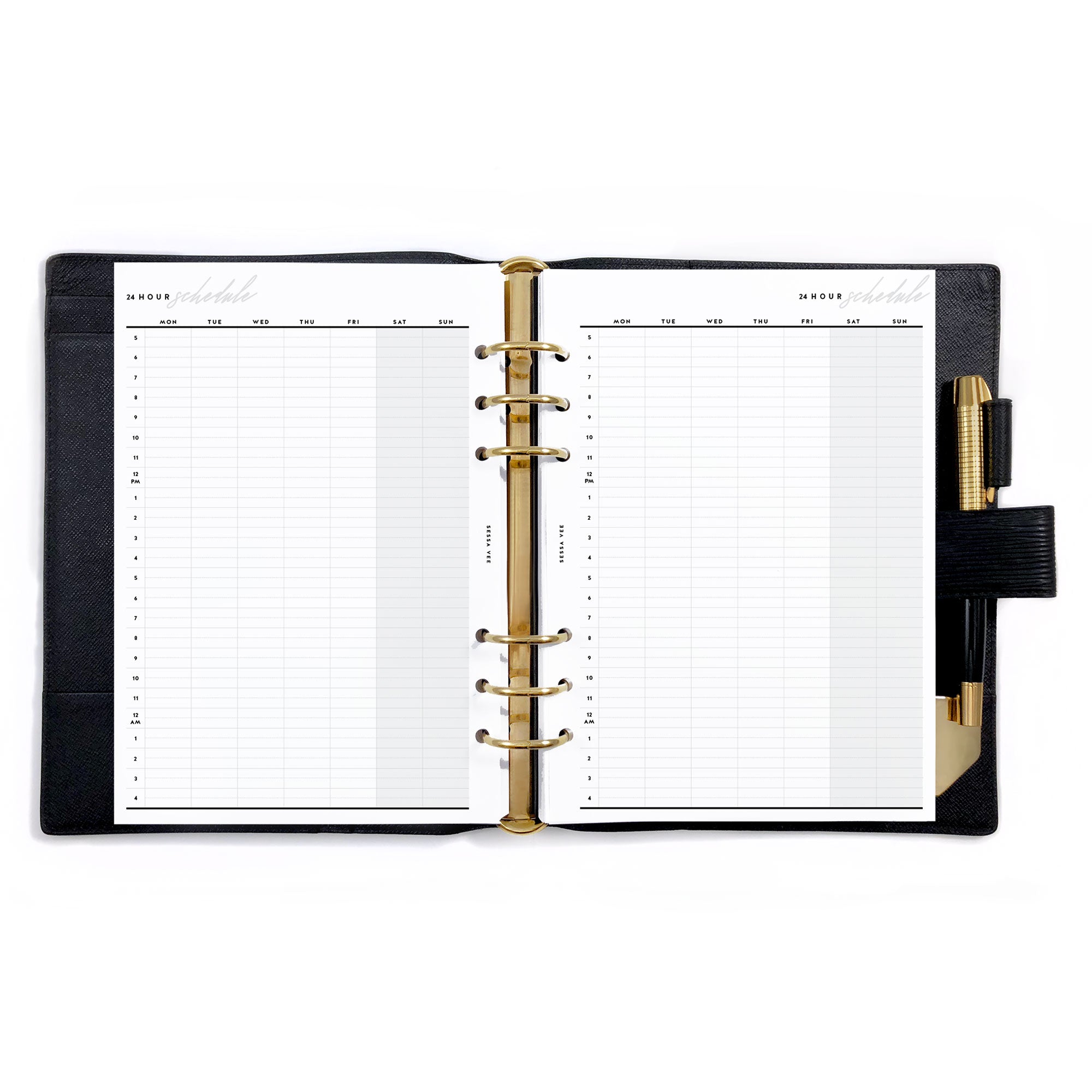 24-Hour Weekly Schedule - A5 Size - Planner Inserts – Sessa Vee