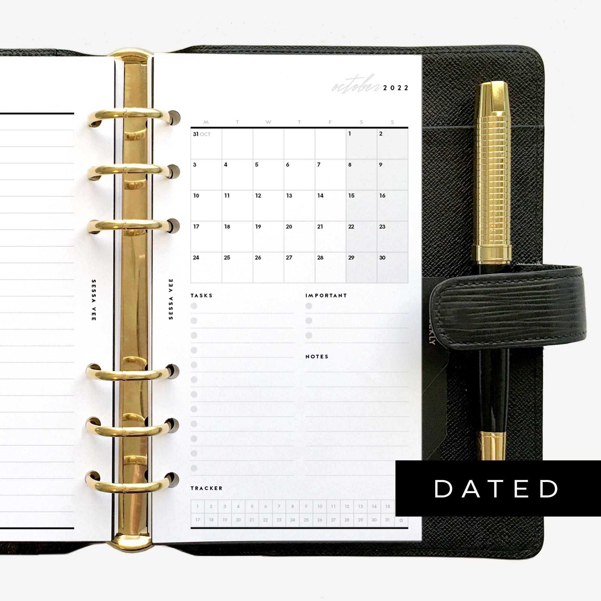  2024 Monthly Planner Calendar Refills for A5 Size