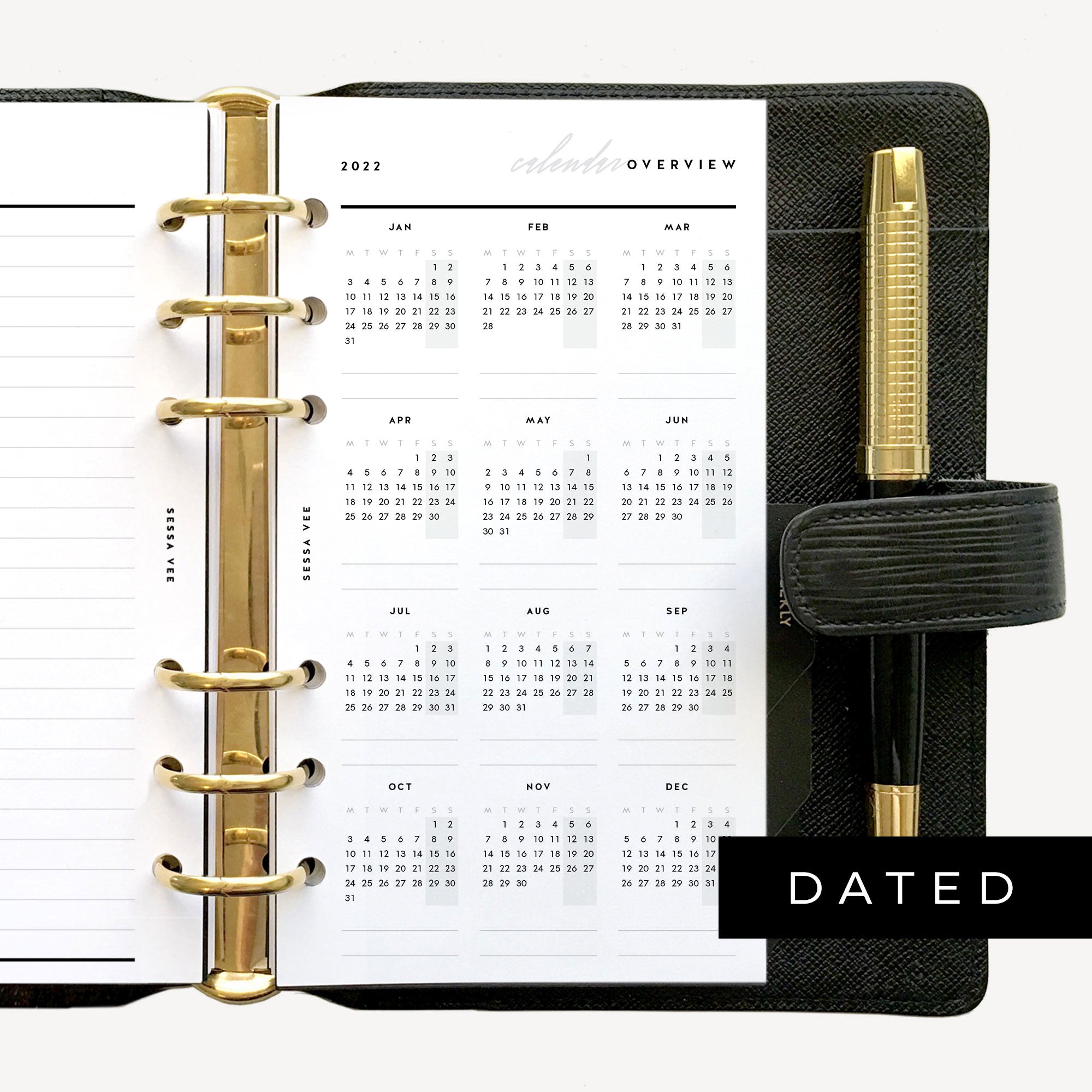 Personal Size Fold Out Yearly Planner Year at a Glance 