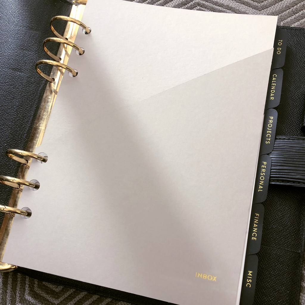 Grey beige planner folder inside Louis Vuitton Epi GM Agenda